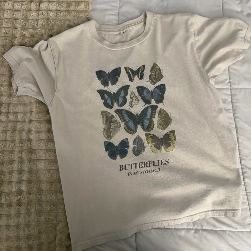 Butterflies Graphic T-Shirt - Cream